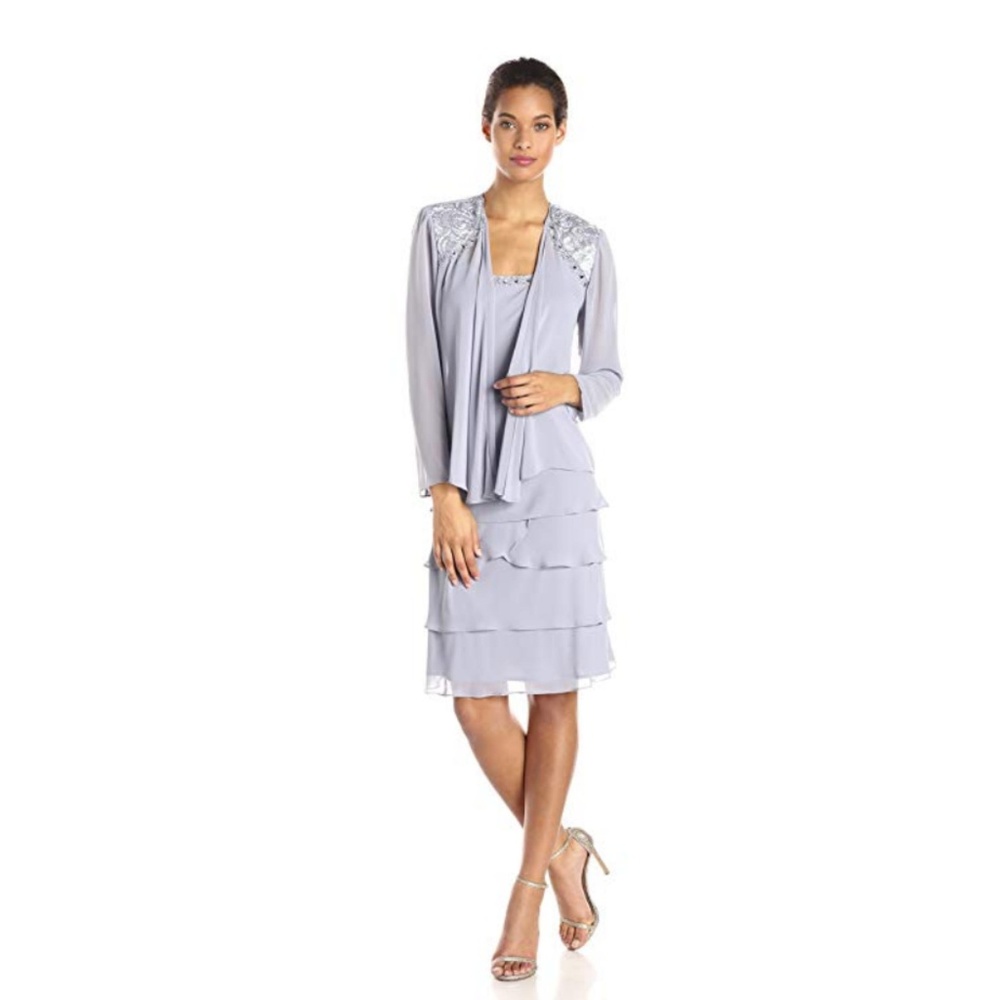 Embellished Tiered Dress with Jacket